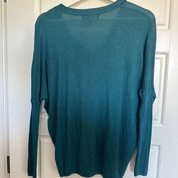 Aritzia Teal V-Neck Sweater Cashmere Blend - Picture 2 of 4